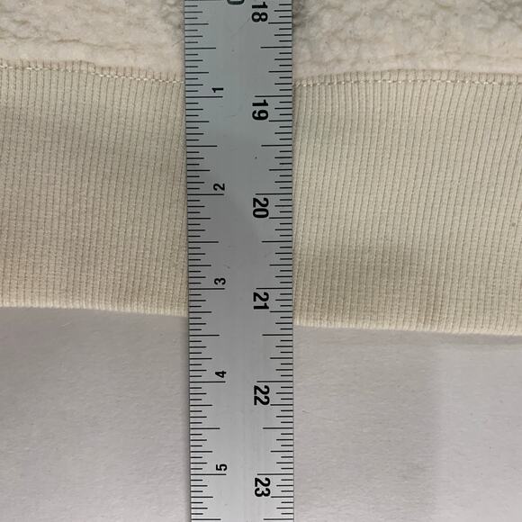 Club Monaco L Womens Fuzzy Fleece Cream Hoodie Sweatshirt - Picture 7 of 9